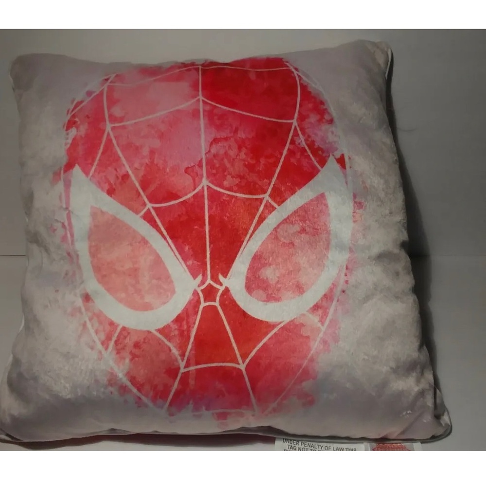 Marvel Ultimate Spider-man throw pillow 14"x14" red/pink watercolor effect